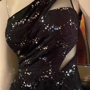 Hailey Logan Black Sequin One Shoulder Dress